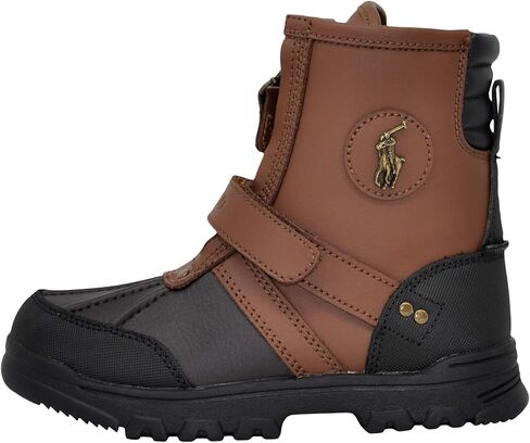 حذاء POLO RALPH LAUREN للجنسين للأطفال الأولاد Conquered Hi Boot، جلد بلون الشوكولاتة/الأسمر in Saudi Arabia