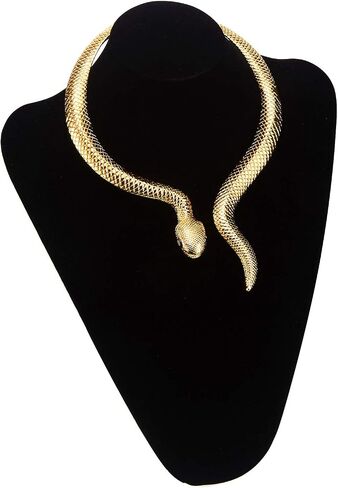 Hicarer Gold Snake Necklace Bracelet Set Adjustable Snake Choker Necklace Hand Chain Bracelet Finger Ring with Black Eyes Vintage Jewelry Set for Girls Women Halloween Costume Accessories in Saudi Arabia