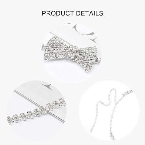 Sethexy سباركلي حجر الراين المختنق بريق ربطة العنق قلادة Bowknot تنس سلسلة حزب ملهى ليلي الزفاف زي مجوهرات للنساء والفتيات in Kuwait