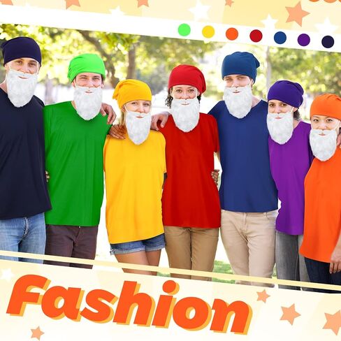 Eurzom 21 Pcs Halloween Dwarf Costume Set 7 Christmas Dwarf Hats Gnome T Shirt Fake Beards for Christmas Cosplay in Saudi Arabia