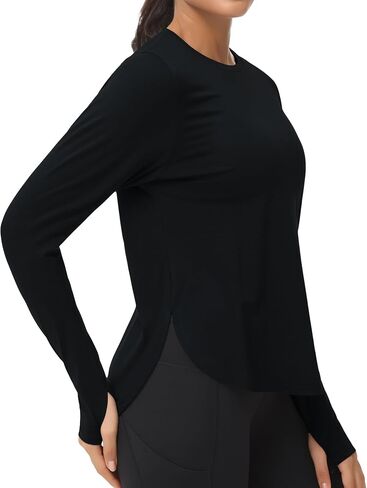 THE GYM PEOPLE Women's Long Sleeve Workout Shirts Lightweight Cotton Running Yoga Tops with Thumb Hole in Saudi Arabia