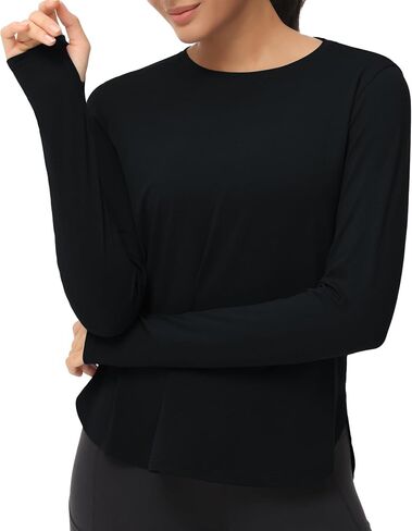 THE GYM PEOPLE Women's Long Sleeve Workout Shirts Lightweight Cotton Running Yoga Tops with Thumb Hole in Saudi Arabia