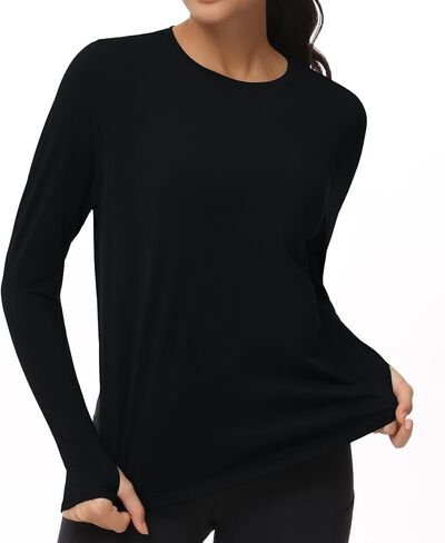 THE GYM PEOPLE Women's Long Sleeve Workout Shirts Lightweight Cotton Running Yoga Tops with Thumb Hole in Saudi Arabia