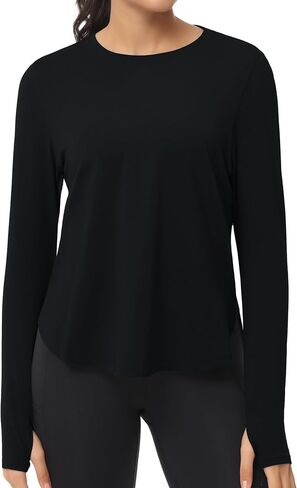 THE GYM PEOPLE Women's Long Sleeve Workout Shirts Lightweight Cotton Running Yoga Tops with Thumb Hole in Saudi Arabia