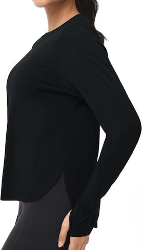 THE GYM PEOPLE Women's Long Sleeve Workout Shirts Lightweight Cotton Running Yoga Tops with Thumb Hole in Saudi Arabia