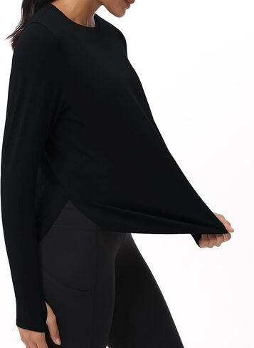 THE GYM PEOPLE Women's Long Sleeve Workout Shirts Lightweight Cotton Running Yoga Tops with Thumb Hole in Saudi Arabia