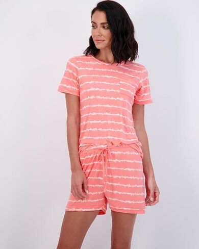 Real Essentials 4 Piece: Women’s Short Sleeve Top with Shorts Pajama Set – Ultra-Soft Lounge & Sleepwear (Available In Plus) in Saudi Arabia