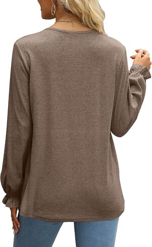 LCXWFE Womens Tops Dressy Casual Summer Shirts Crew Neck Pleated Ruffle Sleeve Tops for Women in Kuwait