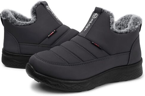 Women Winter Snow Boots: Slip on Fur Warm Insulated Ankle Boot | Waterproof Fur Lined Short Comfort Walking Non Slip Womens Booties - Outdoor Cold Weather Work Shoes for Stay Warm All Day in Saudi Arabia