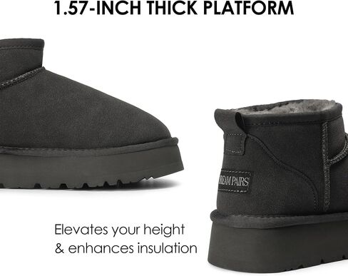 DREAM PAIRS Women's Snow Boots Platform Winter Boot, Faux Fur Lined Slip On Ankle Boots in Saudi Arabia
