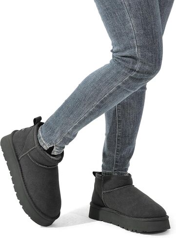 DREAM PAIRS Women's Snow Boots Platform Winter Boot, Faux Fur Lined Slip On Ankle Boots in Saudi Arabia