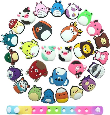 Squishnallows Shoe Charms for Girls, 28pcs Cute Shoe Charms for Clog Sandals Decorations And 1 Bracelet in Saudi Arabia