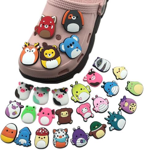 Squishnallows Shoe Charms for Girls, 28pcs Cute Shoe Charms for Clog Sandals Decorations And 1 Bracelet in Saudi Arabia