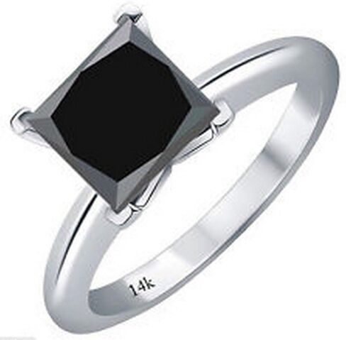 1/2-10 Carat Total Weight Princess 18K White Gold Black Diamond Ring (AAA Quality) in Saudi Arabia