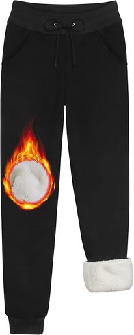 URATOT 1 Pack Women's Sherpa Lined Sweatpants with Pockets Winter Warm Jogger Sweatpants Athletic Fleece Lined Pants in Saudi Arabia