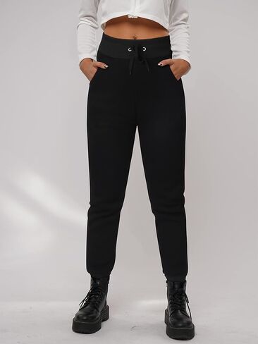 URATOT 1 Pack Women's Sherpa Lined Sweatpants with Pockets Winter Warm Jogger Sweatpants Athletic Fleece Lined Pants in Saudi Arabia