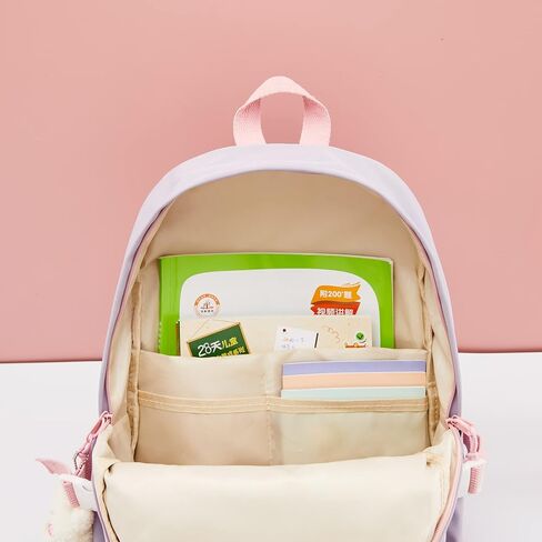 Kawaii Backpack For School Cute Aesthetic Kids Elementary Kindergarten With Kawaii Pin And Accessories Chains Mochilas Escolares Para Niñas Toddler Backpack For Girls, Purple in Kuwait
