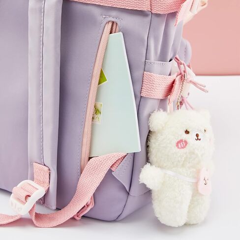 Kawaii Backpack For School Cute Aesthetic Kids Elementary Kindergarten With Kawaii Pin And Accessories Chains Mochilas Escolares Para Niñas Toddler Backpack For Girls, Purple in Kuwait