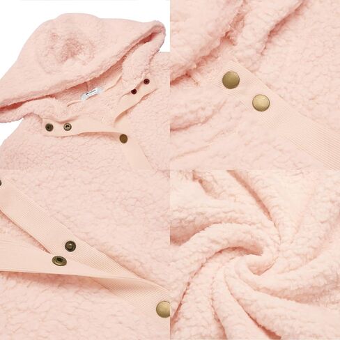 Arshiner Girls Fleece Sherpa Jacket Faux Shearling Fluffy Button Hooded Coat Fuzzy Outerwear Warm Winter Clothes With Pockets in Saudi Arabia