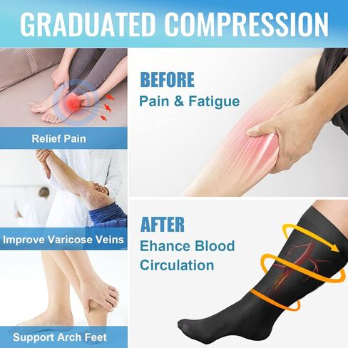 TNNZEET 2 عبوة من الجوارب الضاغطة بمقاس كبير للنساء والرجال، جوارب داعمة للركبة in Kuwait