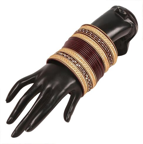 Touchstone 2 Dozen Bangle Collection الهندي بوليوود سبيكة معدنية مزخرفة اللون مصمم مجوهرات خاصة كبيرة الحجم الإسورة أساور مجموعة من 24 باللون الذهبي أو الأبيض للنساء in Kuwait