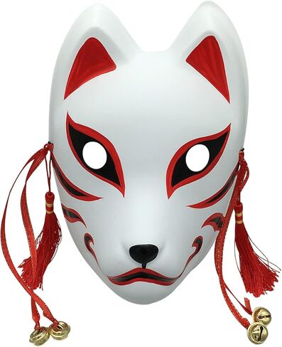 YangYong Fox Cosplay Mask for Masquerade Ball Party Halloween, Japanese Kitsune Kabuki in Kuwait