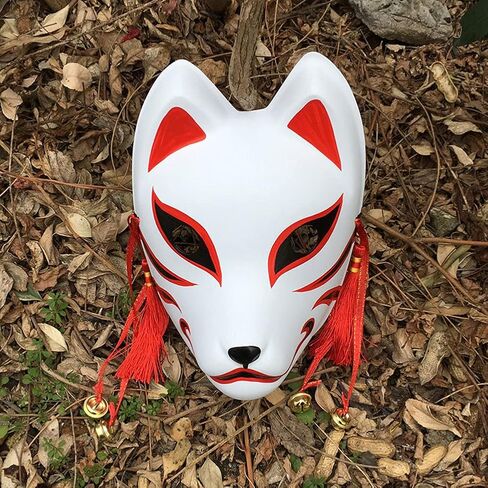 YangYong Fox Cosplay Mask for Masquerade Ball Party Halloween, Japanese Kitsune Kabuki in Kuwait