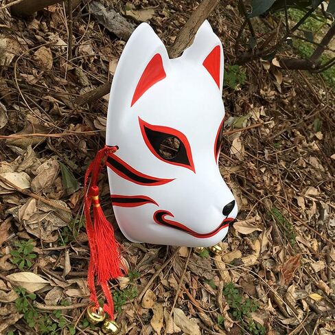YangYong Fox Cosplay Mask for Masquerade Ball Party Halloween, Japanese Kitsune Kabuki in Kuwait