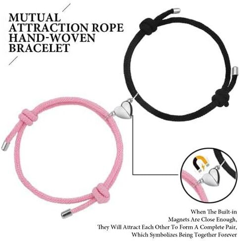 أساور زوجين مغناطيسية، أساور جاذبية متبادلة نذور بالحب الأبدي، أساور للأزواج قابلة للتعديل، هدايا مجوهرات تعبر عن الحب لصديقها وصديقتها وأفضل الأصدقاء in Kuwait