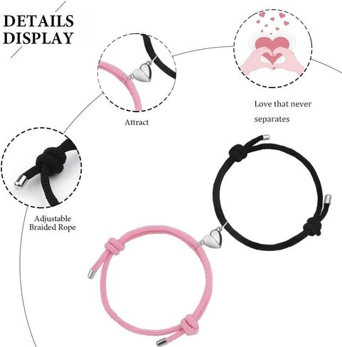 أساور زوجين مغناطيسية، أساور جاذبية متبادلة نذور بالحب الأبدي، أساور للأزواج قابلة للتعديل، هدايا مجوهرات تعبر عن الحب لصديقها وصديقتها وأفضل الأصدقاء in Kuwait