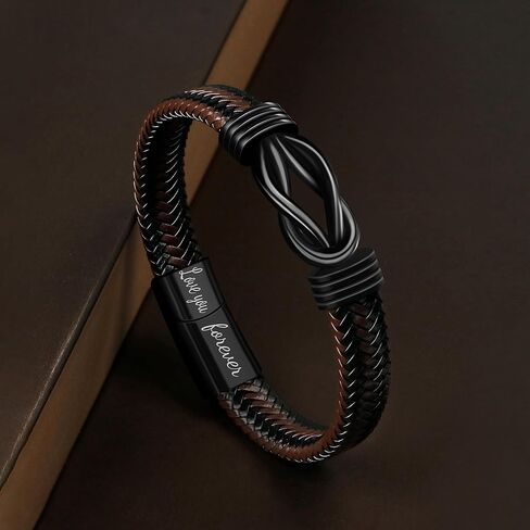 Mens Braided Leather Bracelet Gifts for Men Husband Boyfriend Dad Son Grandson Brother Birthday Fathers Day Anniversary Christmas Valentine's Day Men Jewelry Inspirational Wristband 7.5/8.5/9 Inches in Kuwait