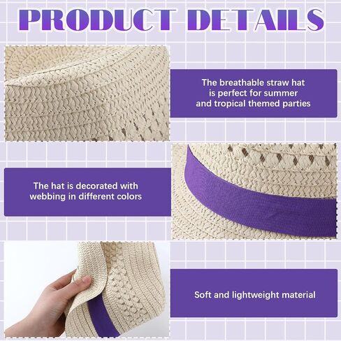 Wesiti 12 Pcs Hats for Men Women Panama Hats Men Cuban Hat with Colorful Band Cowboy Sombrero Hats for Summer Pool Beach Party in Saudi Arabia