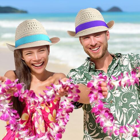 Wesiti 12 Pcs Hats for Men Women Panama Hats Men Cuban Hat with Colorful Band Cowboy Sombrero Hats for Summer Pool Beach Party in Saudi Arabia