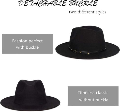 قبعة فيدورا الكلاسيكية ذات الحافة العريضة للرجال والنساء من UnSex Two Tone قبعة قبعة بنما كاجوال قبعة مع مشبك حزام in Kuwait