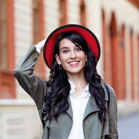 قبعة فيدورا الكلاسيكية ذات الحافة العريضة للرجال والنساء من UnSex Two Tone قبعة قبعة بنما كاجوال قبعة مع مشبك حزام in Kuwait