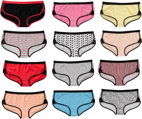 مجموعة أليس إنتيمايتس مكونة من 12 سروال داخلي نسائي 95% قطن | نسيج مطاطي ناعم وجيد التهوية in Kuwait
