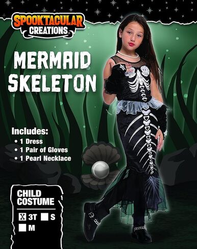 أزياء Spooktacular Creations للهالوين على شكل هيكل حورية البحر للأطفال in Kuwait