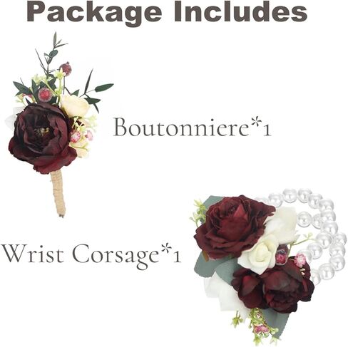 مجموعة رينلونغ كورسيج وبوتونيير باللون الأزرق الداكن والوردي وسوار العريس زهرة بوتونيير للرجال لحفلات الزفاف وحفلات العودة للوطن للحفلات الراقصة in Saudi Arabia