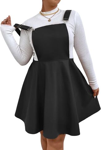 فستان WDIRARA نسائي مقاس كبير من جلد البولي يوريثان بدون أكمام بحاشية مضيئة فستان بينافور صلب in Kuwait