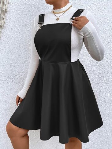 فستان WDIRARA نسائي مقاس كبير من جلد البولي يوريثان بدون أكمام بحاشية مضيئة فستان بينافور صلب in Kuwait