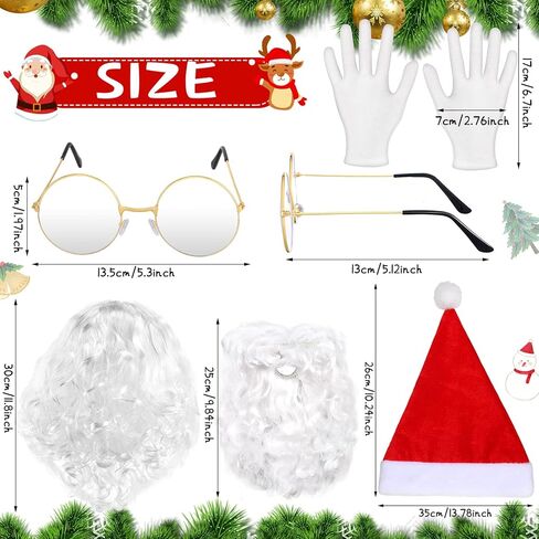 مجموعة أزياء سانتا كلوز للأطفال مكونة من 5 قطع، باروكة سانتا كلوز بيضاء ولحية وقبعة عيد الميلاد ونظارات وقفازات لحفلات عيد الميلاد التنكرية للأطفال in Kuwait