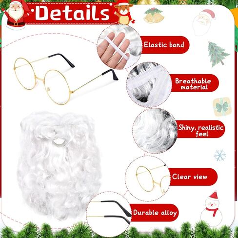 مجموعة أزياء سانتا كلوز للأطفال مكونة من 5 قطع، باروكة سانتا كلوز بيضاء ولحية وقبعة عيد الميلاد ونظارات وقفازات لحفلات عيد الميلاد التنكرية للأطفال in Kuwait