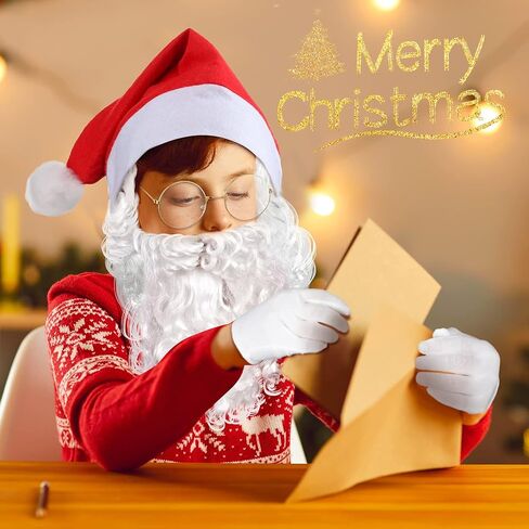 مجموعة أزياء سانتا كلوز للأطفال مكونة من 5 قطع، باروكة سانتا كلوز بيضاء ولحية وقبعة عيد الميلاد ونظارات وقفازات لحفلات عيد الميلاد التنكرية للأطفال in Kuwait