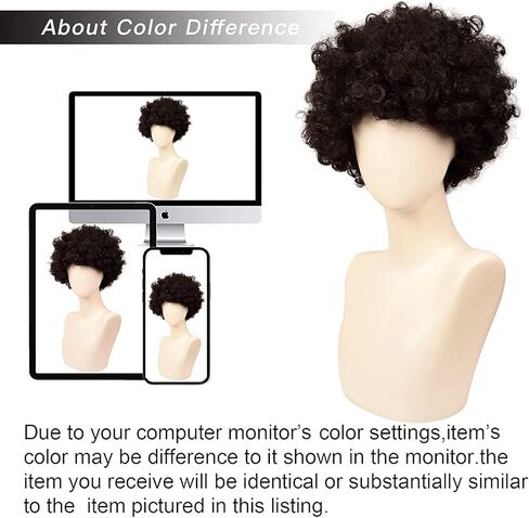 smilco قصيرة سوداء رقيق ديسكو الأفرو الهبي الباروكات، شعر مستعار أفرو مجعد للرجال، 70s 80s الأفرو الباروكات أنيمي الروك شعر مستعار زي تأثيري هالوين ارتداء اليومي شعر مستعار مقاومة للحرارة شعر مستعار اصطناعي in Kuwait