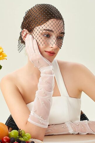 BABEYOND Fascinator Veil Tea Party - حجاب شبكي للنساء قناع طرحة زفاف لامع مع أحجار الراين in Saudi Arabia