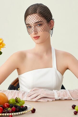 BABEYOND Fascinator Veil Tea Party - حجاب شبكي للنساء قناع طرحة زفاف لامع مع أحجار الراين in Saudi Arabia