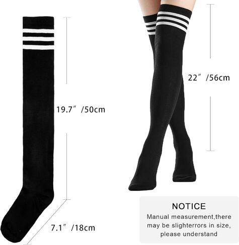 DRESHOW 3 Pairs Thigh High Socks Striped Over Knee Thin Tights Long Stocking Knee High Leg Warmer in Saudi Arabia