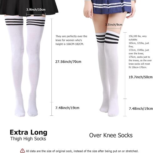 DRESHOW 3 Pairs Thigh High Socks Striped Over Knee Thin Tights Long Stocking Knee High Leg Warmer in Saudi Arabia