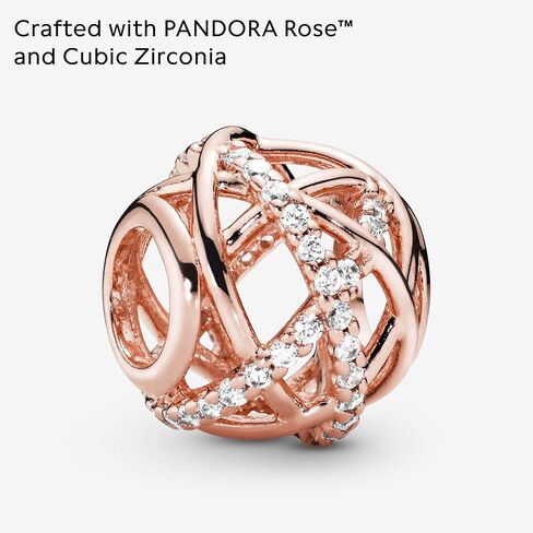 PANDORA Jewelry Sparkling and Polished Lines Cubic Zirconia Charm in Rose in Saudi Arabia