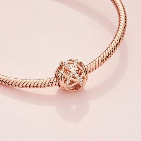 PANDORA Jewelry Sparkling and Polished Lines Cubic Zirconia Charm in Rose in Saudi Arabia